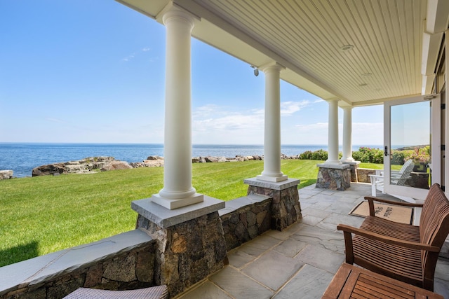 121 Bald Head Cliff Rd, York, ME 03902 - porch with a water view and a lawn