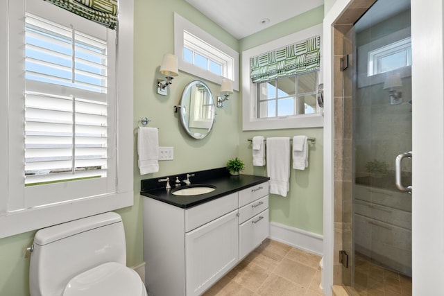 121 Bald Head Cliff Rd, York, ME 03902 - bathroom with vanity, plenty of natural light, and a stall shower