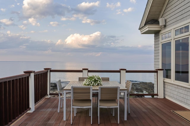 121 Bald Head Cliff Rd, York, ME 03902 - wooden terrace with a water view and outdoor dining area