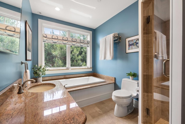 121 Bald Head Cliff Rd, York, ME 03902 - bathroom featuring a shower stall, vanity, and a bath