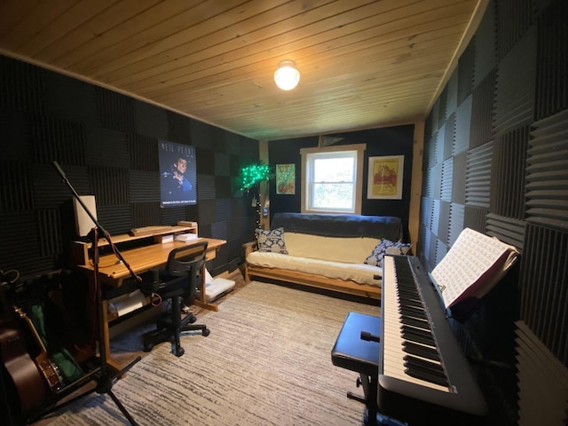 6 Chicken St, Starks, ME 04911 - office featuring wooden ceiling and carpet