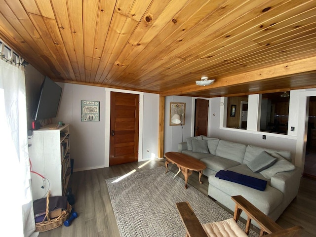 6 Chicken St, Starks, ME 04911 - living room with wood finished floors and wooden ceiling
