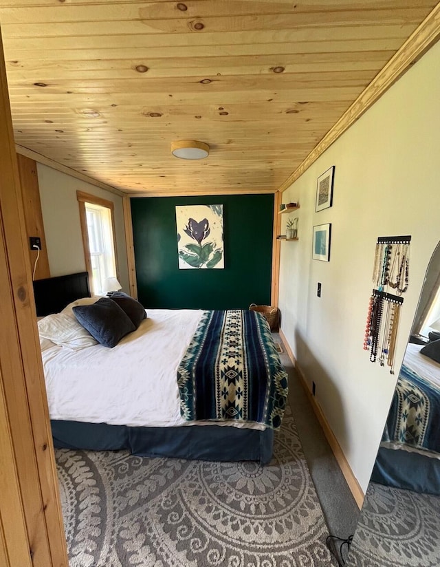 6 Chicken St, Starks, ME 04911 - bedroom with wood ceiling and carpet flooring