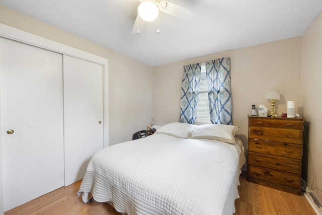 119 Falvey St, Bangor, ME 04401 - bedroom with a closet, light wood-type flooring, and ceiling fan