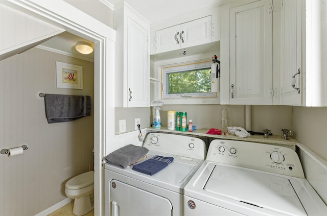 302 Townsend Ave, Boothbay Harbor, ME 04538 - laundry area with washer and dryer and crown molding