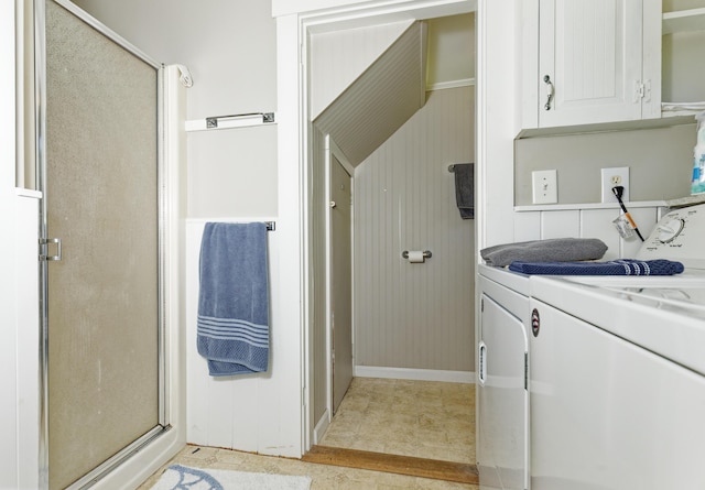 302 Townsend Ave, Boothbay Harbor, ME 04538 - laundry room featuring independent washer and dryer and cabinet space