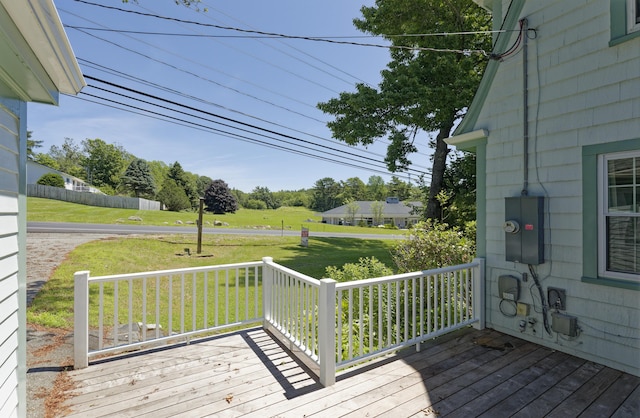 302 Townsend Ave, Boothbay Harbor, ME 04538 - wooden terrace featuring a yard