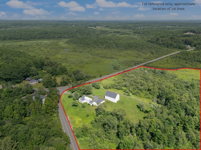 426 Meadow Rd, Topsham, ME 04086 - aerial view of property's location with a heavily wooded area and property boundaries highlighted