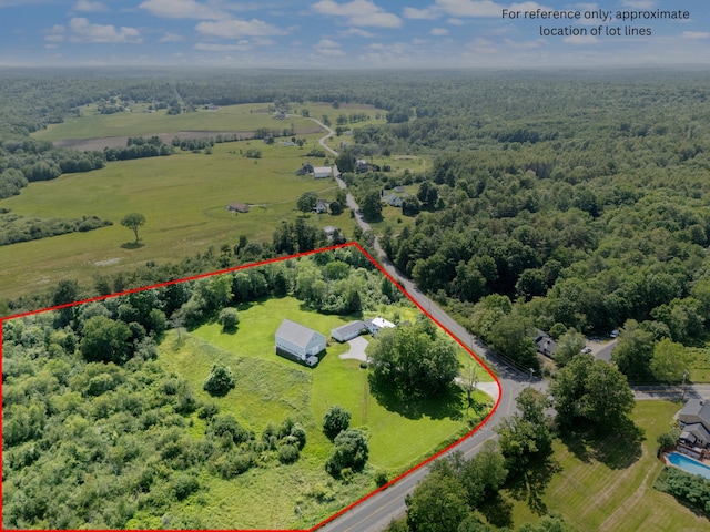 426 Meadow Rd, Topsham, ME 04086 - overview of rural landscape with property boundaries highlighted and a heavily wooded area