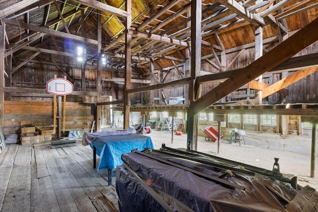 426 Meadow Rd, Topsham, ME 04086 - misc room featuring hardwood / wood-style floors, wood walls, and lofted ceiling