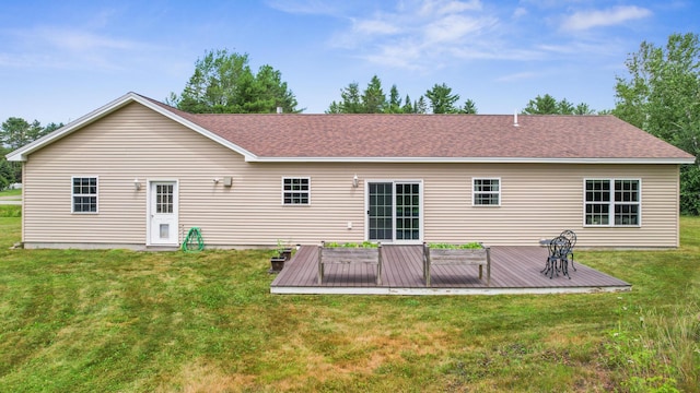 31 Silas Warren Dr, Hermon, ME 04401 - rear view of property with a yard, a wooden deck, and roof with shingles