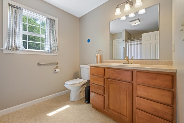 31 Silas Warren Dr, Hermon, ME 04401 - bathroom with vanity, a shower with shower curtain, and tile patterned floors