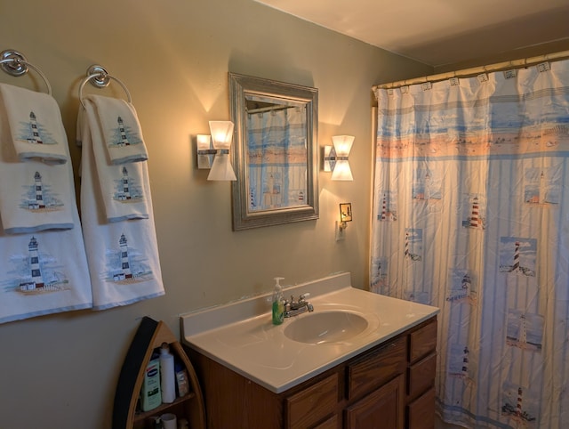 419 Common Rd, Union, ME 04862 - full bathroom featuring vanity and curtained shower