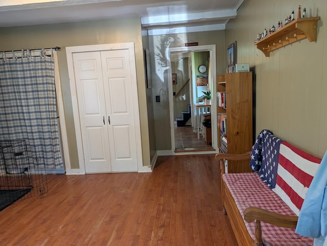 419 Common Rd, Union, ME 04862 - hallway with wood finished floors and stairs