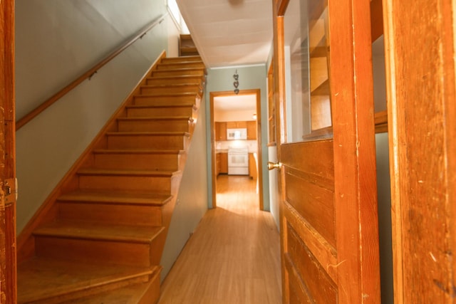 18/20 Beech St, East Millinocket, ME 04430 - staircase featuring wood finished floors