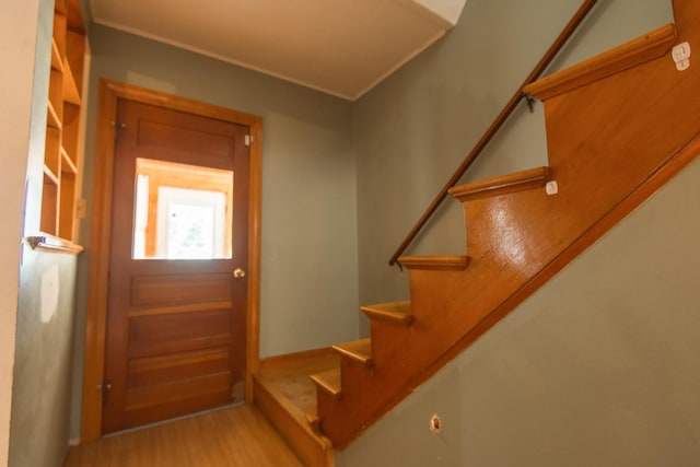 18/20 Beech St, East Millinocket, ME 04430 - foyer entrance featuring stairway and wood finished floors
