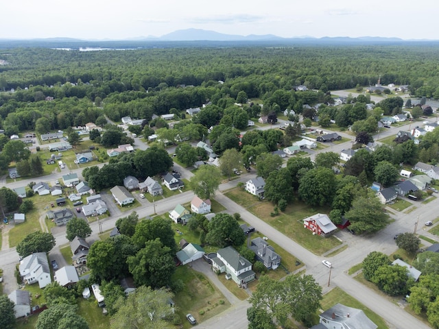 18/20 Beech St, East Millinocket, ME 04430 - aerial view of residential area with a forest and a mountain backdrop
