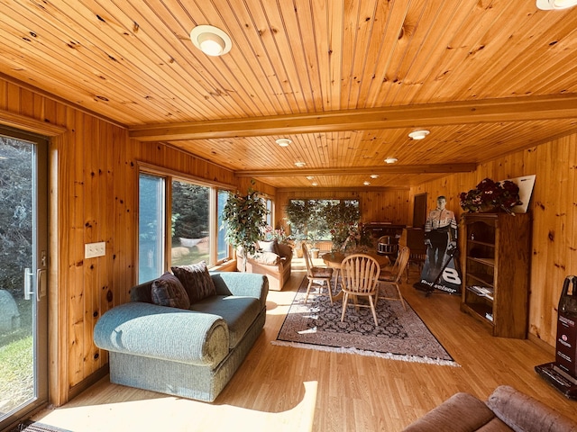 151 Schooland Rd, New Sweden, ME 04762 - sunroom featuring healthy amount of natural light and beamed ceiling