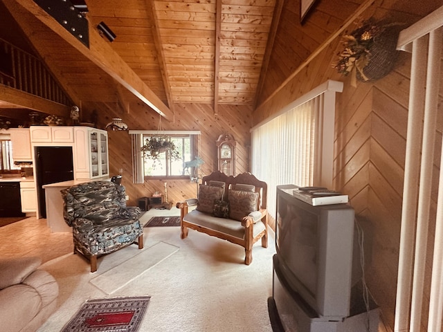 151 Schooland Rd, New Sweden, ME 04762 - living area featuring wood ceiling and wooden walls