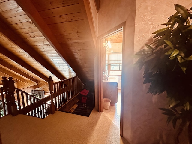 151 Schooland Rd, New Sweden, ME 04762 - additional living space featuring wooden ceiling, carpet floors, and a textured wall