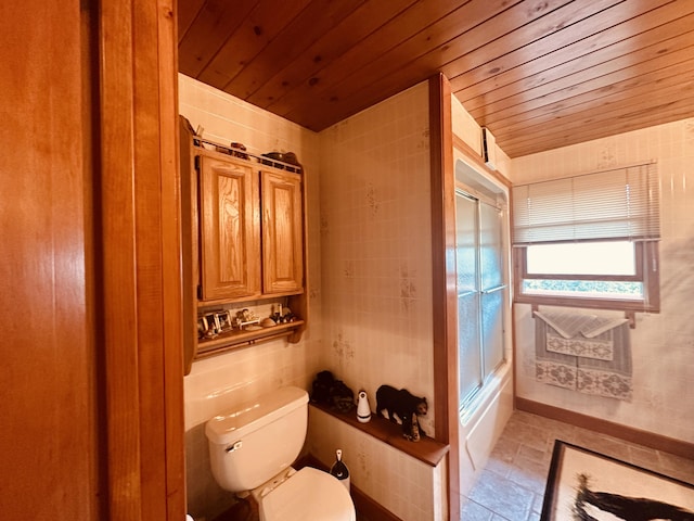 151 Schooland Rd, New Sweden, ME 04762 - full bathroom featuring wood ceiling and toilet