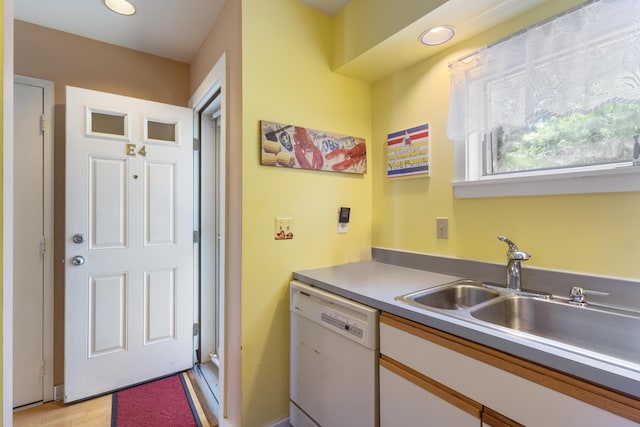 36 Ocean House Way Unit E4, York, ME 03909 - kitchen featuring white dishwasher, light wood-style floors, light countertops, and recessed lighting