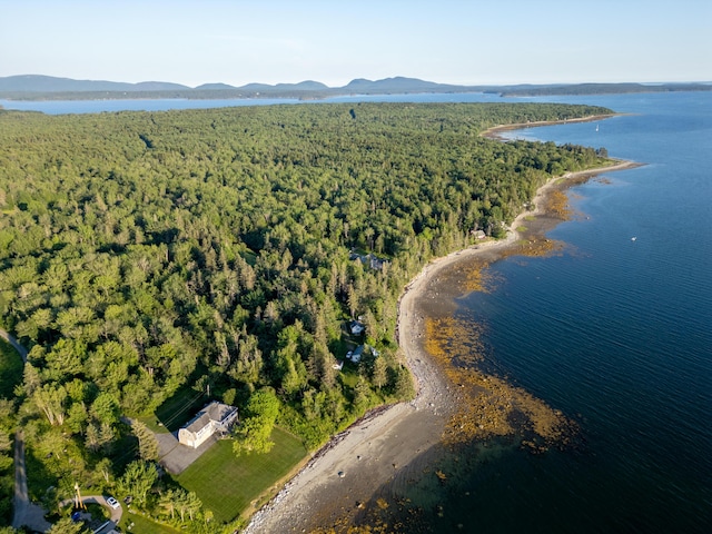 48 Sheltons Rd, Trenton, ME 04605 - aerial view of property's location featuring a heavily wooded area and a water and mountain view