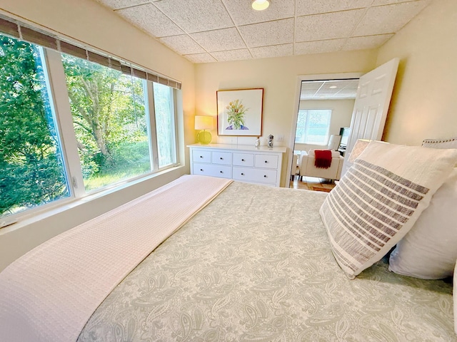 48 Sheltons Rd, Trenton, ME 04605 - carpeted bedroom featuring multiple windows and a paneled ceiling