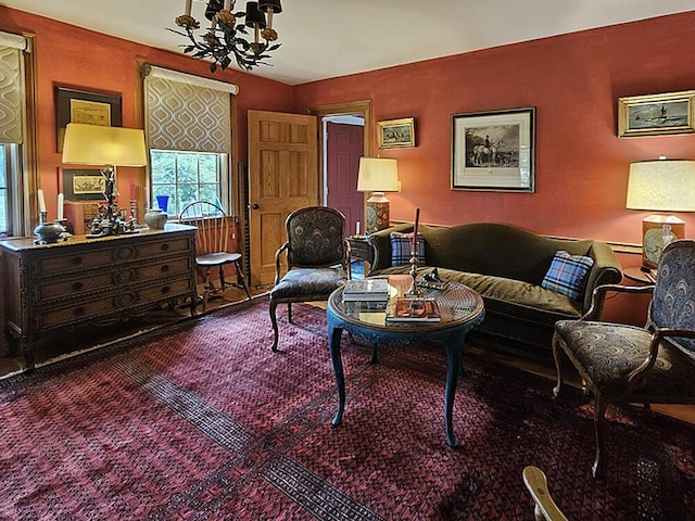 8 Longfellow School Rd, Bristol, ME 04539 - living area featuring a chandelier