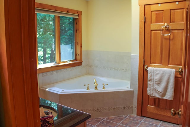 42 Knowles Point Rd, Bridgton, ME 04009 - full bath with a garden tub and tile patterned floors