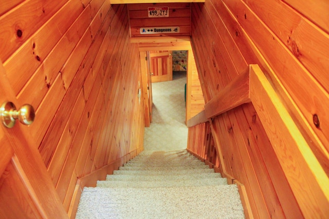 42 Knowles Point Rd, Bridgton, ME 04009 - staircase featuring wooden walls