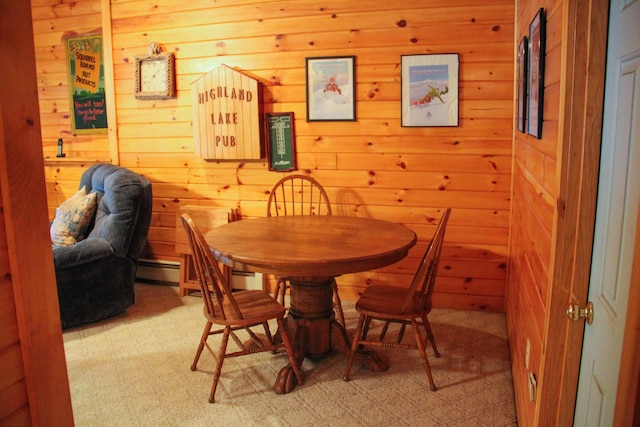 42 Knowles Point Rd, Bridgton, ME 04009 - dining area with wooden walls and carpet