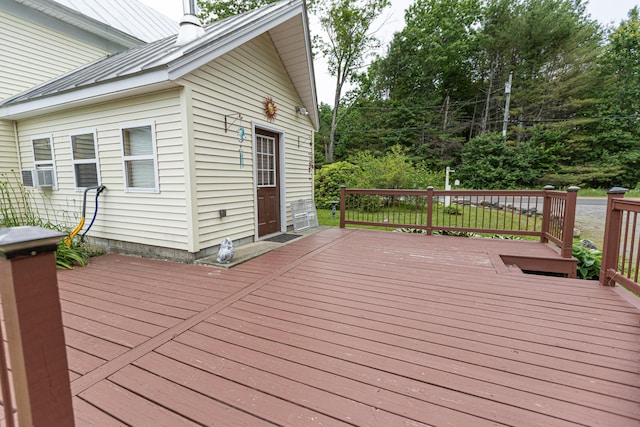 143 Mayfield Rd, Moscow, ME 04920 - wooden deck with cooling unit and view of scattered trees