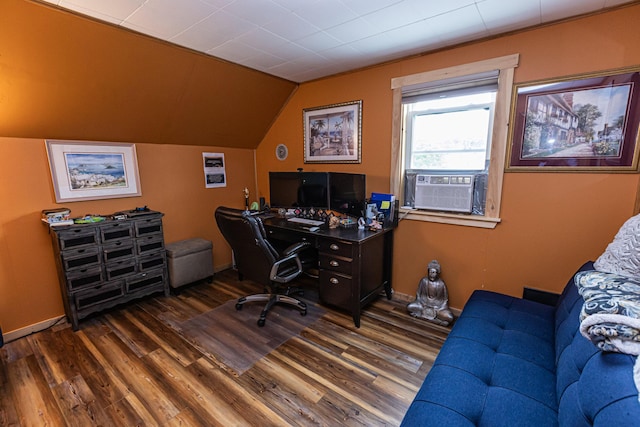 143 Mayfield Rd, Moscow, ME 04920 - office space with cooling unit, wood finished floors, and vaulted ceiling
