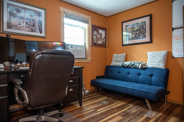 143 Mayfield Rd, Moscow, ME 04920 - office area with wood finished floors and cooling unit