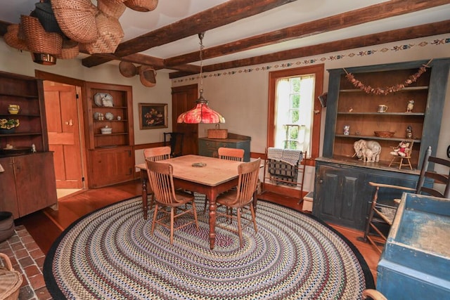 337 Copeland Hill Rd, Holden, ME 04429 - dining area featuring beam ceiling and wood finished floors
