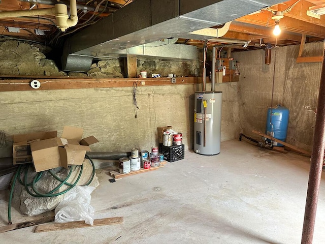337 Copeland Hill Rd, Holden, ME 04429 - unfinished below grade area with electric water heater and a water pressure tank