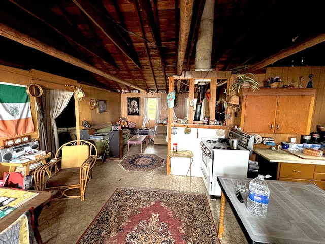 PE021 01 Unit T1 R8, Wels, ME 04462 - misc room featuring beam ceiling and wood walls