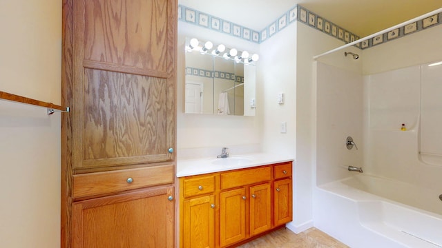 452 Flat Rd, Bethel, ME 04217 - bathroom with vanity, bathing tub / shower combination, and tile patterned flooring