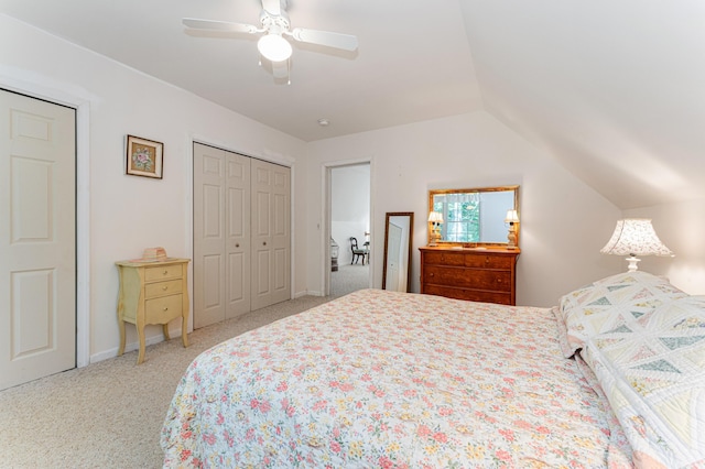 61 Dwelly Point Rd, Franklin, ME 04634 - carpeted bedroom featuring vaulted ceiling and a ceiling fan