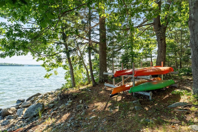 61 Dwelly Point Rd, Franklin, ME 04634 - view of yard with a water view