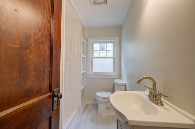 61 Shore Rd, Sebago, ME 04029 - full bathroom featuring vanity, wood finished floors, and a shower