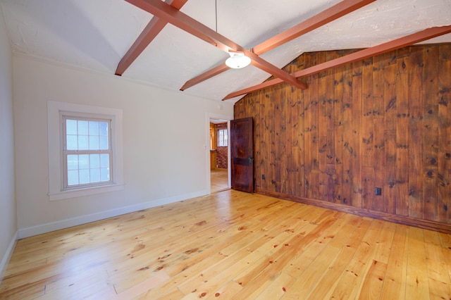 61 Shore Rd, Sebago, ME 04029 - unfurnished room with hardwood / wood-style floors and wooden walls