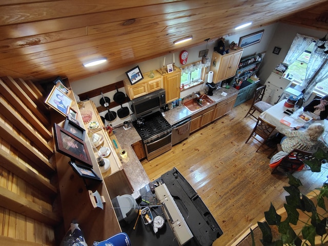 114 E Shore Rd, Benedicta Twp, ME 04733 - living room with light wood finished floors and wood ceiling