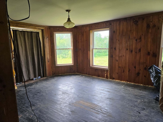 471 Chandler Hill Rd, Ripley, ME 04930 - unfurnished room with healthy amount of natural light, hardwood / wood-style flooring, and wood walls
