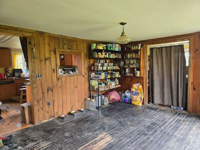 471 Chandler Hill Rd, Ripley, ME 04930 - dining space with wood walls and wood-type flooring