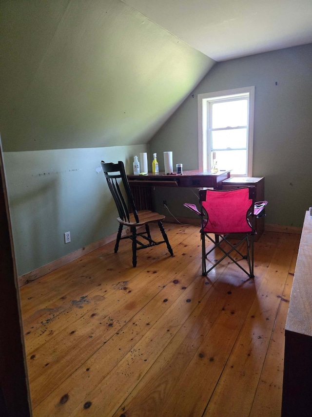 471 Chandler Hill Rd, Ripley, ME 04930 - office with hardwood / wood-style flooring and vaulted ceiling