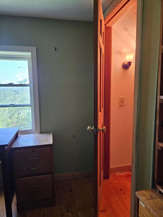 471 Chandler Hill Rd, Ripley, ME 04930 - bathroom with hardwood / wood-style flooring and baseboards