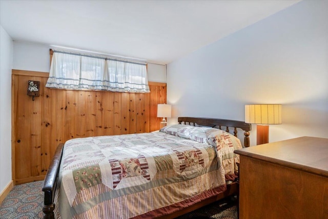 48 Green Bay Rd, Newfield, ME 04095 - carpeted bedroom featuring wooden walls