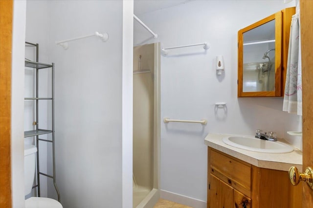48 Green Bay Rd, Newfield, ME 04095 - full bathroom featuring a stall shower and vanity